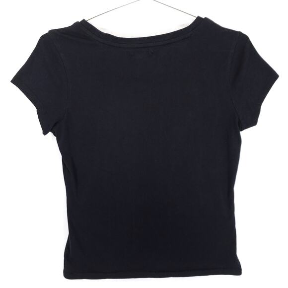 Levis T Shirt Women Small Black American Flag USA Batwing Logo Graphic Print Tee - Picture 3 of 4